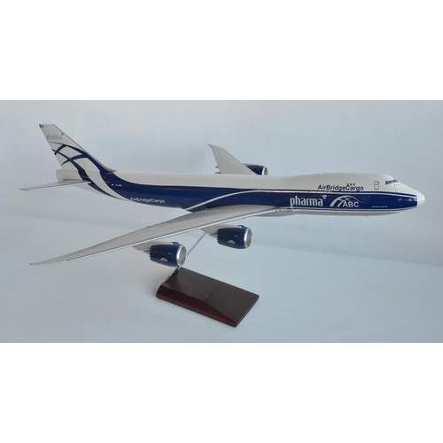 5 - Large Air Bridge Cargo Boeing 747-8F desktop display model in 1/100 scale, no makers marks (model ma... 