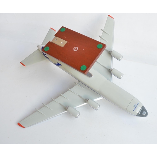 7 - Antonov 124 Desktop display model in Volga-Dnepr livery, wood model made in The Philippines in style... 