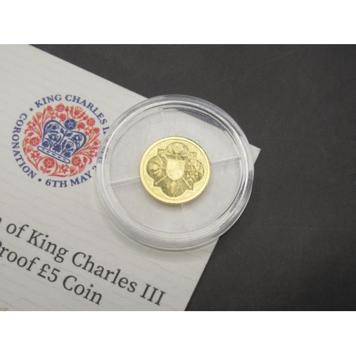 132A - Harrington & Byrne  - 2023 Coronation of King Charles III Gold Proof Sovereign encapsulated in case ... 