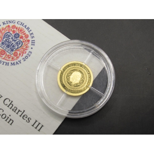 132A - Harrington & Byrne  - 2023 Coronation of King Charles III Gold Proof Sovereign encapsulated in case ... 