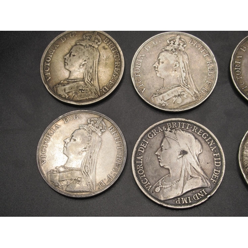 137 - Queen Victoria 1889 Crowns (x3), 1890 Crown, 1891 Crown, 1893 Crowns (x2) and 1895 Crown (8 gross 7.... 