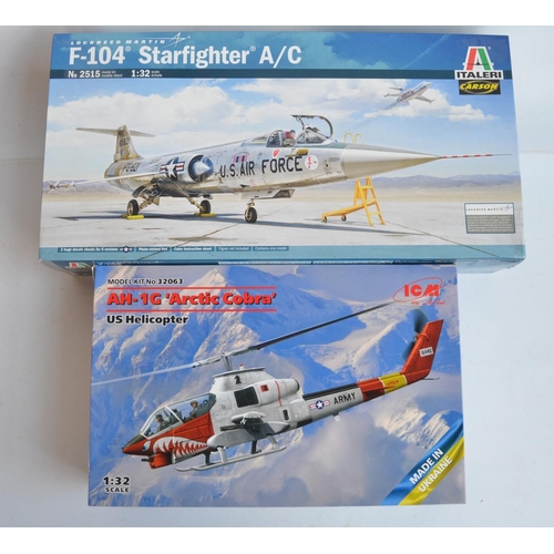 35 - Two 1/32 scale plastic model kits to include an Italeri Lockheed F-104A/C Starfighter and an ICM Bel... 