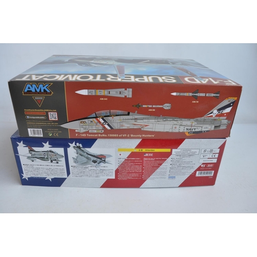 37 - Two modern highly detailed 1/48 US Navy fighter model kits to include an AMK Grumman F-14D Super Tom... 