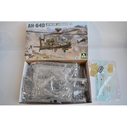 44 - Three unstarted 1/35 scale model kits to include a Kitty Hawk Sikorsky SH-60B Sea Hawk, Takom AH-64D... 