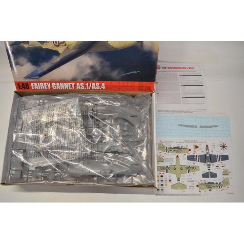 45 - Four unstarted 1/48 scale model kits to include Airfix Fairey Gannet AS.1/AS.4, Westland Sea King an... 