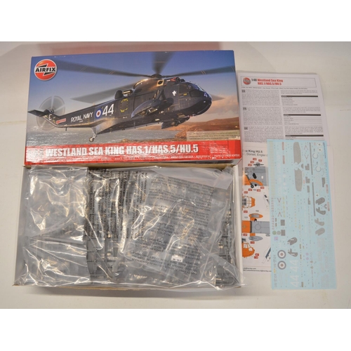 45 - Four unstarted 1/48 scale model kits to include Airfix Fairey Gannet AS.1/AS.4, Westland Sea King an... 