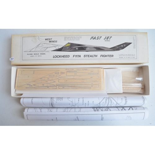 51 - Eight unbuilt rubber band powered balsa wood model aircraft to include Flair Mini Classic Hawker Fur... 