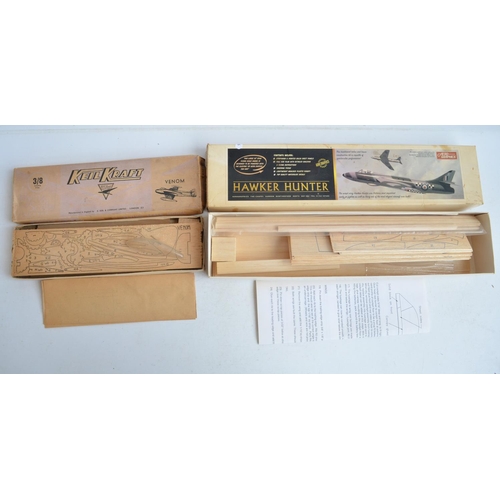 51 - Eight unbuilt rubber band powered balsa wood model aircraft to include Flair Mini Classic Hawker Fur... 