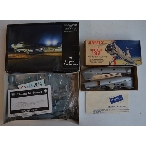 57 - Two boxes of mostly diecast aircraft models (likely Fabbri, no boxes) plus some small scale ship mod... 