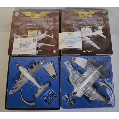 58 - Six boxed limited edition Corgi Aviation Archive 1/144 scale diecast civilian airliner models, conte... 