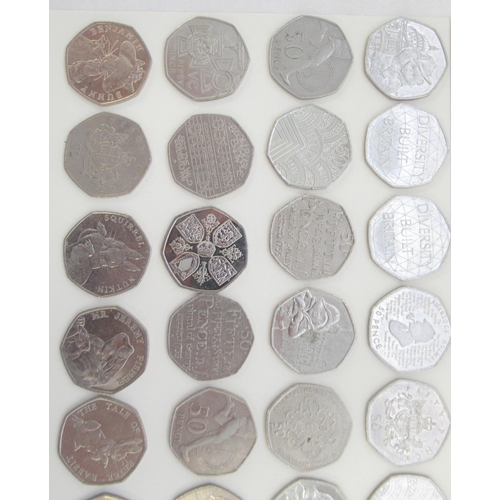 154 - Assorted collection of commemorative 50ps to inc. Diversity Built Britain, Beatrix Potters, Paddingt... 