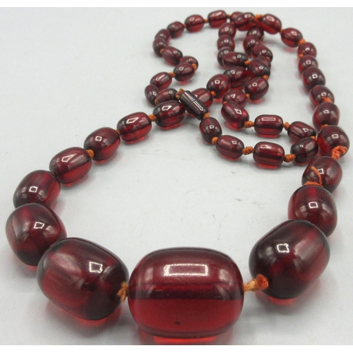 22 - Cherry amber graduated bead necklace, approx. length 97cm