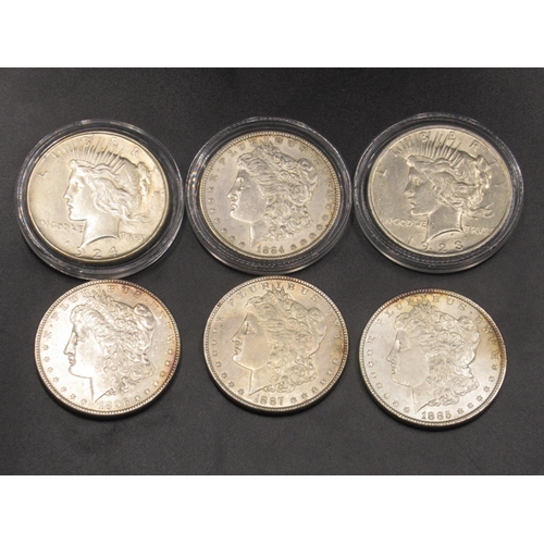 148 - Collection of US $1 to inc. 1884, 1885, 1887, 1896, 1923 and 1924 'Peace Dollars'