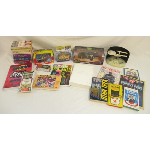 93B - Assorted collection of Toys and Books to inc. a Jada 'Classic TV series Batmobile & Batman', Corgi T... 