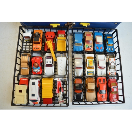 59 - Three vintage Matchbox carry cases for model cars with contents (please refer to photos), one handle... 