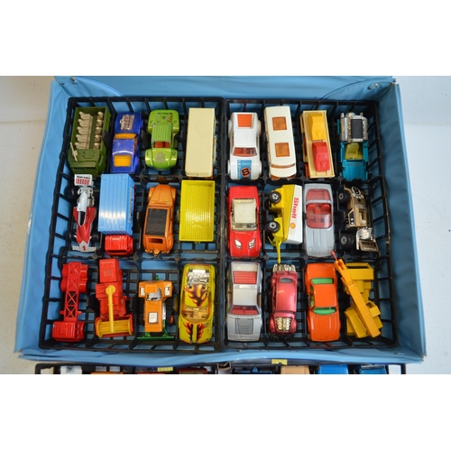 59 - Three vintage Matchbox carry cases for model cars with contents (please refer to photos), one handle... 