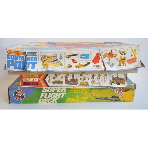 60 - Three boxed vintage model playsets to include an Airfix Super Flight Deck and Matchbox Counter-Attac... 