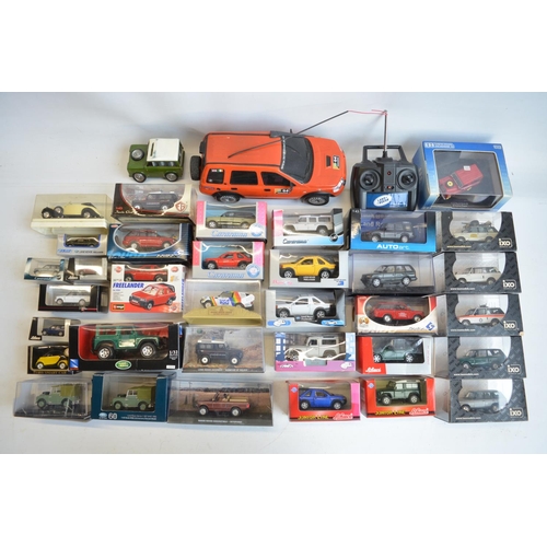 63 - Collection of mostly diecast model Land Rover cars, various scales (mostly 1/43) and manufacturers t... 