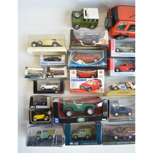 63 - Collection of mostly diecast model Land Rover cars, various scales (mostly 1/43) and manufacturers t... 