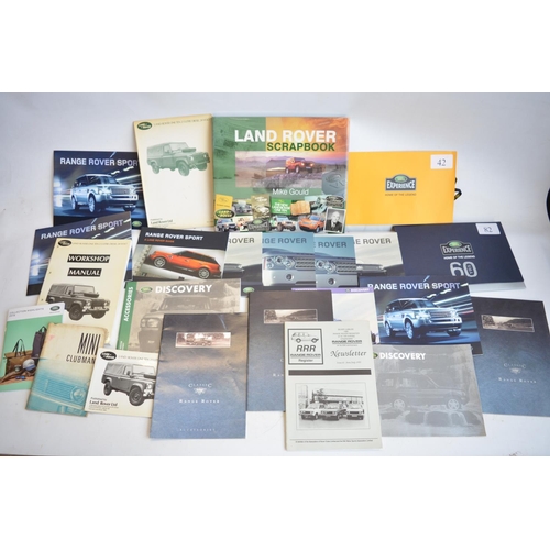 66 - Collection of mostly Land Rover and Range Rover booksd, brochures, work shop manuals, accessory list... 