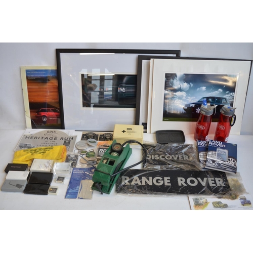 67 - Collection of Land Rover and Range Rover ephemera to include key rings, playing cards, tyre inflator... 