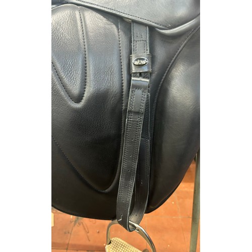 428 - Wow Dressage Saddle (Size 1) complete with Short Dressage Girth (24”), stirrups and leathers, saddle... 