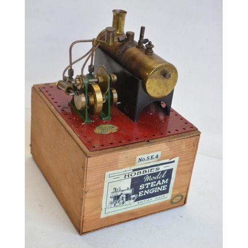 73 - Rare Hobbies SE4 stationary steam engine with original wood box (Circa late 1930's)