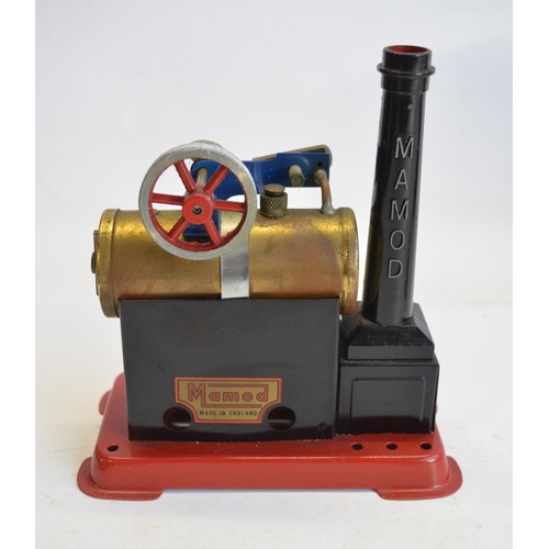 74 - Mamod SP1 stationary steam engine, miniature Marklin belt driven grinding/polishing wheel and colour... 