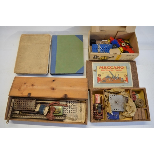 76 - Collection of vintage and modern Meccano including boxed vintage Electrical Outfit set and 2 volumes... 