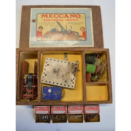 76 - Collection of vintage and modern Meccano including boxed vintage Electrical Outfit set and 2 volumes... 