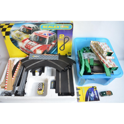 81 - Modern Scalextric John Cooper Challenge set, missing one Mini (remaining Mini missing a tyre) and a ... 