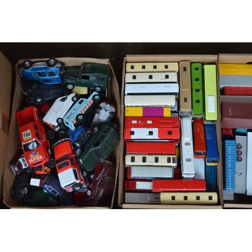 91 - Extensive collection of unboxed model vehicles and 1 boxed Corgi truck, mostly diecast, qty, 11 boxe... 