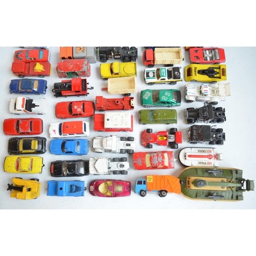 95 - Collection of mostly unboxed playworn model vehicles and a Matchbox carry case with vehicles, all A/... 