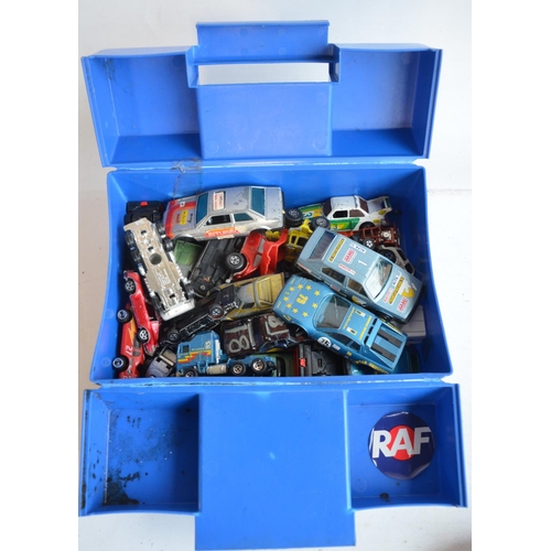 95 - Collection of mostly unboxed playworn model vehicles and a Matchbox carry case with vehicles, all A/... 