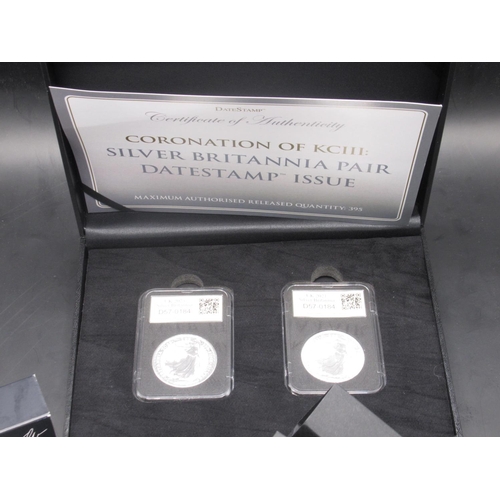 150A - DateStamp Coronation of KCIII: Silver Britannia Pair, 2021 and 2023 DateStamp Issue Limited Edition ... 