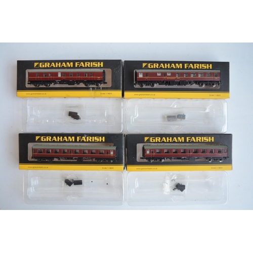 106 - Nine BR maroon Mk1 passenger coaches from Graham Farish (by Bachmann) to include composite and open ... 