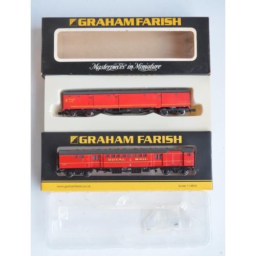 107 - Collection of N gauge passenger coaches and vans from Dapol and Graham Farish to include Grafar 3749... 