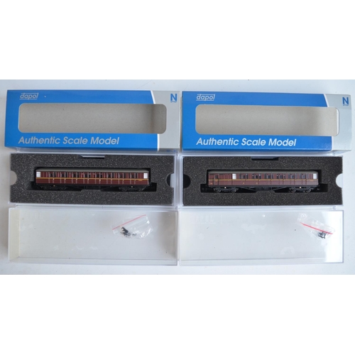 107 - Collection of N gauge passenger coaches and vans from Dapol and Graham Farish to include Grafar 3749... 