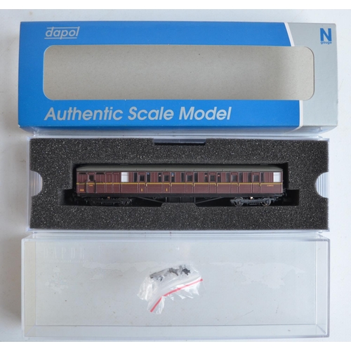 107 - Collection of N gauge passenger coaches and vans from Dapol and Graham Farish to include Grafar 3749... 