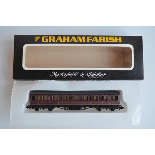 108 - Collection of N gauge passenger coaches from Graham Farish and Minitrix plus goods wagons from Dapol... 