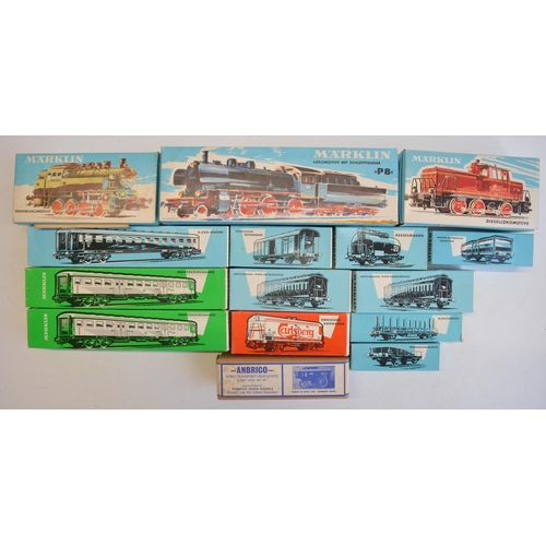 110 - Collection of HO gauge railway models from Marklin to include three electric locomotives, all 3 rail... 