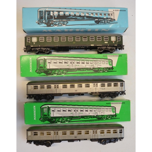 110 - Collection of HO gauge railway models from Marklin to include three electric locomotives, all 3 rail... 