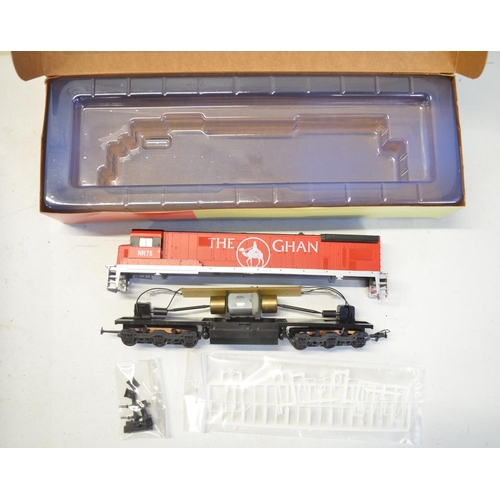 98 - Boxed Frateschi HO gauge 'The Ghan' electric diesel locomotive model with 3 passenger coaches, model... 