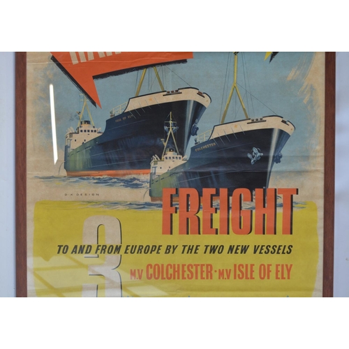 121 - Attractive framed vintage British Rail (Eastern Region) advertising poster for freight transport to ... 