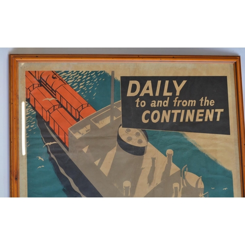 123 - Attractive framed vintage British Rail (East) advertising poster for freight services on train ferry... 