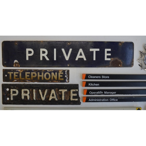 128 - Collection of British Railways ephemera to include enamelled steel plate 'Private' (45.7x9cm) and 'T... 