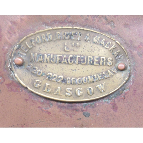 223A - Telford, Grier & Mackay Ltd., Glasgow, copper mast head light, brass straps bearing embossed manufac... 