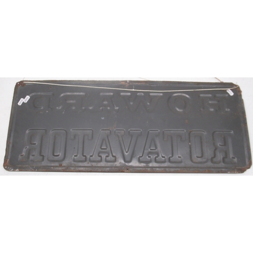 223B - Howard Rotavator, mid 20th Century embossed tin plate sign, W76cm