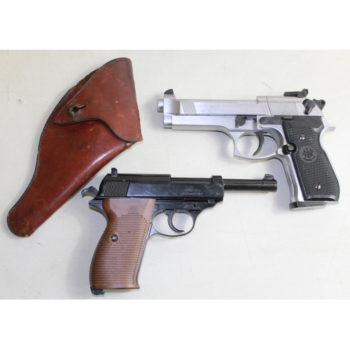 441 - Beretta style .177 8 round magazine PPC 1500 Co2 canister pistol and a Co2 Walther P38 style .177 pi... 