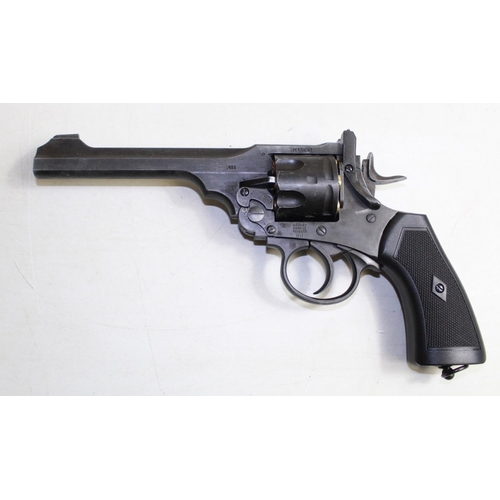 443 - Webley Mark VI Co2 .177 air pistol with leather holster